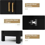 ARTPOWER 63 Inch TV Stand for Living Room TVs up to 75", Farmhouse Entertainment Center with Storage, Black TV Console with Cabinet, Under TV Cabinet for Bedroom