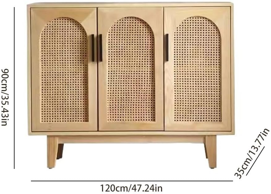 Entryway Cabinet Simple Solid Wood Rattan Dining Sideboard Nordic Home Living...