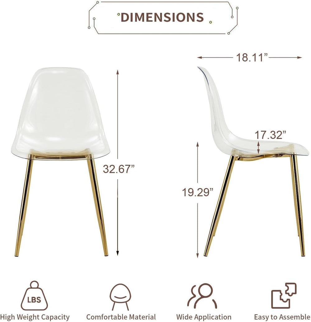 Baysitone Clear Dining Chairs Set of 10, Modern Kitchen Chairs with Transpare...