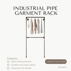 Industrial Pipe Clothing Rack, Heavy Duty Wall Mounted Clothes Rack,Retail Display Hanging Garment Rod for Laundry Room, Closet Storage - 14.6x37.4x82.7 Inches, Model K01