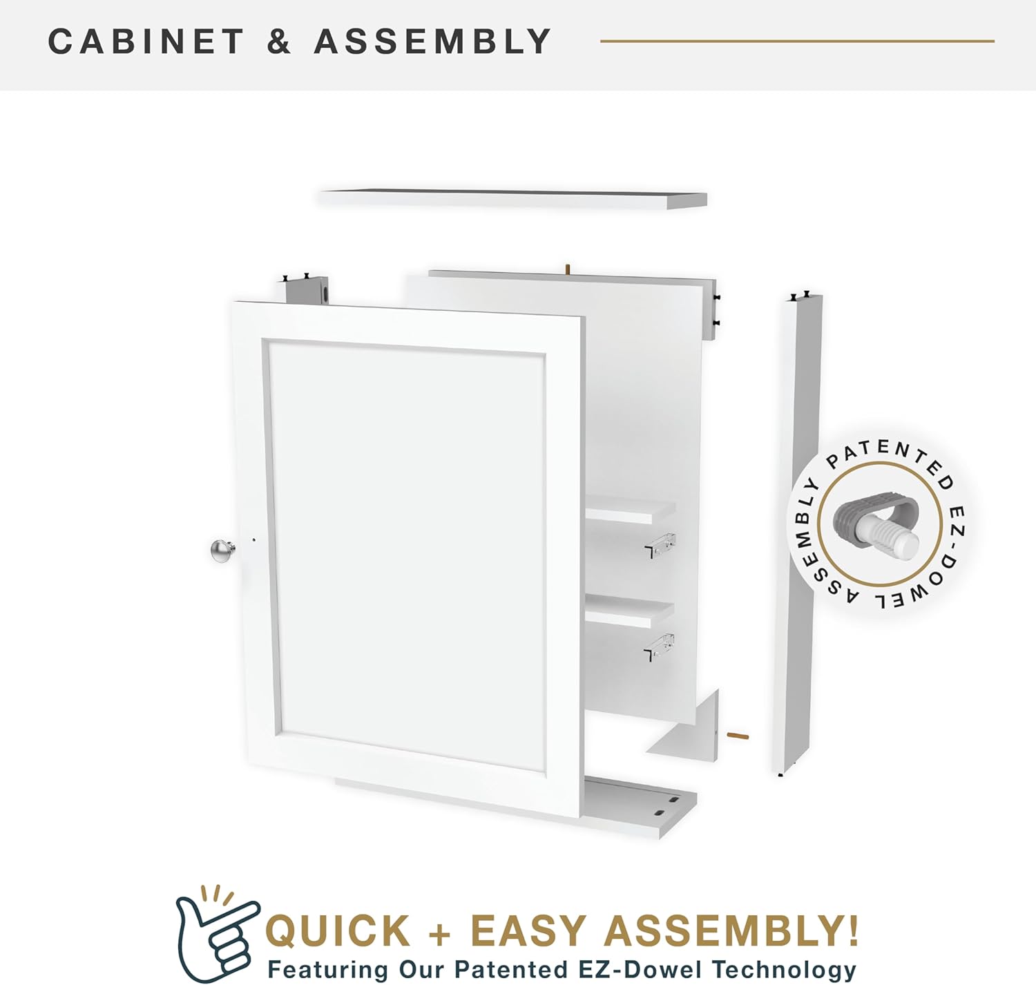 MCS 23x18 White Medicine Cabinet Organizer, Wall Mounted Bathroom Cabinet for Over-The-Toilet Storage, Bathroom Furniture & Restroom Organizer