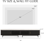 POVISON Fully-Assembled Sliding Tambour Door TV Stand, Mid Century Modern TV Console, Wood Media Console, Entertainment Center with Storage Cabinet(Black, 118.11")