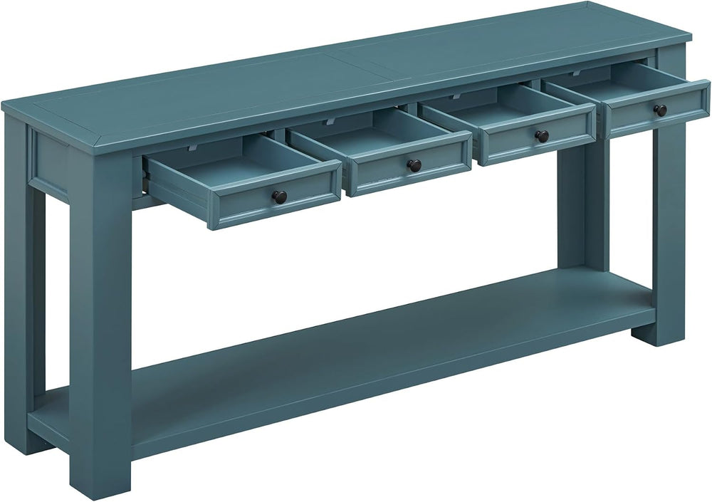 Merax Sofa Table with Storage Drawers and Bottom Shelf, Rustic Console Table ...