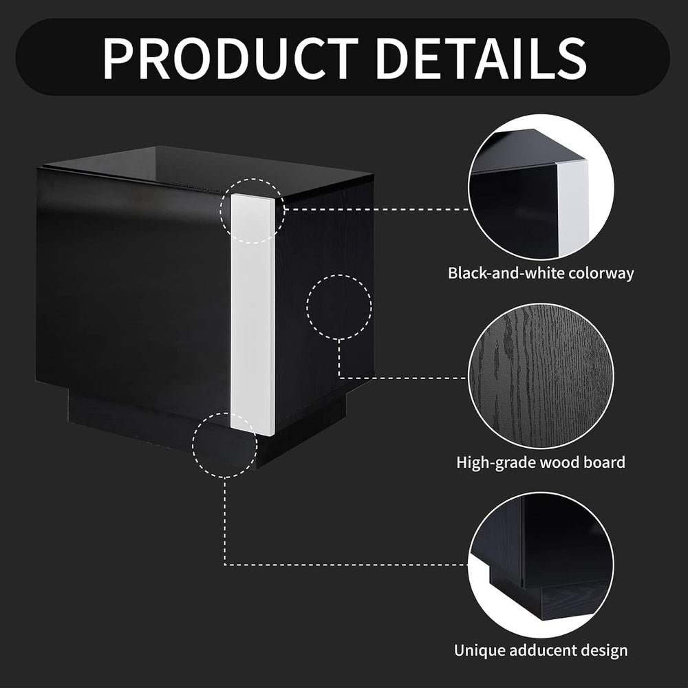 AMERLIFE 2PCS Entertainment Center Side Table Set with Storage, Modern High G...