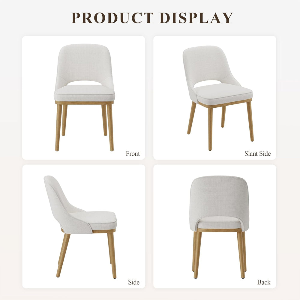 Modern Upholstered Dining Chairs Set of 6, Open Back with Solid Wood Legs, Er...