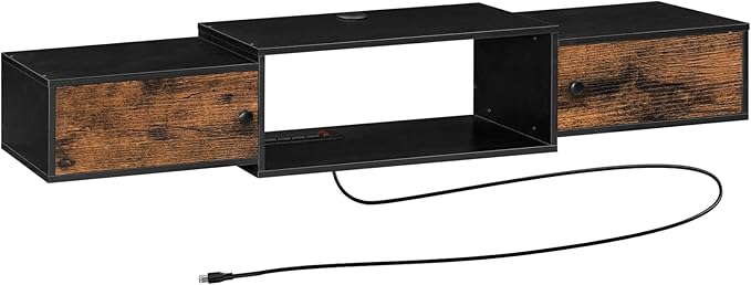 HOOBRO 55" Floating TV Stand with Power Outlet, Modern Wall Mounted Medi...
