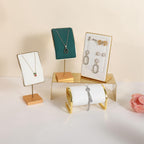 GemeShou Green necklace holder small jewelry stand, Velvet necklace display stand for selling, metal jewelry organizer necklace hanger【Green】
