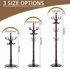 Solid Wooden Coat Rack Stand, Coat Racks Freestanding with 14 Hooks, Natural Birch Wood Coat stands with Sturdy Round Base, Tree Coat Hanger Standing for Entryway Bedroom Office (Chi Bang)