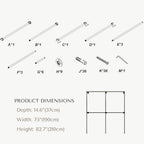 Industrial Pipe Clothing Rack, Heavy Duty Wall Mounted Clothes Rack, Retail Display Hanging Garment Rod for Laundry Rooms, Closet Storage, 14.6x75x82.7 Inches, Model K03