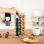 Restaurantware Restpresso 6.5 x 3.7 x 10.4 Inch Coffee Capsule Holder 1 Durable Pod Stand - Holds 42 Nespresso Capsules 4 Raised Legs Iron Espresso Pod Organizer Pods Not Included (Pack of 2)