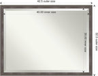 Amanti Art Grey Wall Mirror 33x43 Pinstripe Lead Grey Rectangle Bathroom Mirror for Wall Decor Living Room, X-Large Modern Wood Frame, Hangs Horizonally and Vertically, Bathroom Decor, Beveled Edge