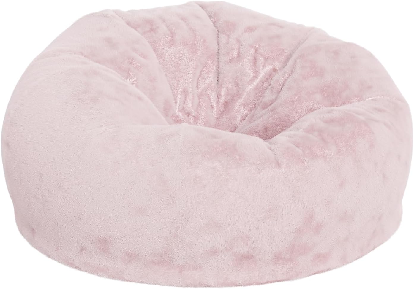 Flash Furniture Duncan Oversized Blush Furry Bean Bag Chair for Kids and Adults