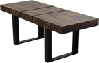 63"-79" Expandable Dining Table Set for 8, Wood Rectangle Dining Table and 8 Brown Faux Suede Chairs, Suitable for Home,Kitchen Dining Room,Farmhouse