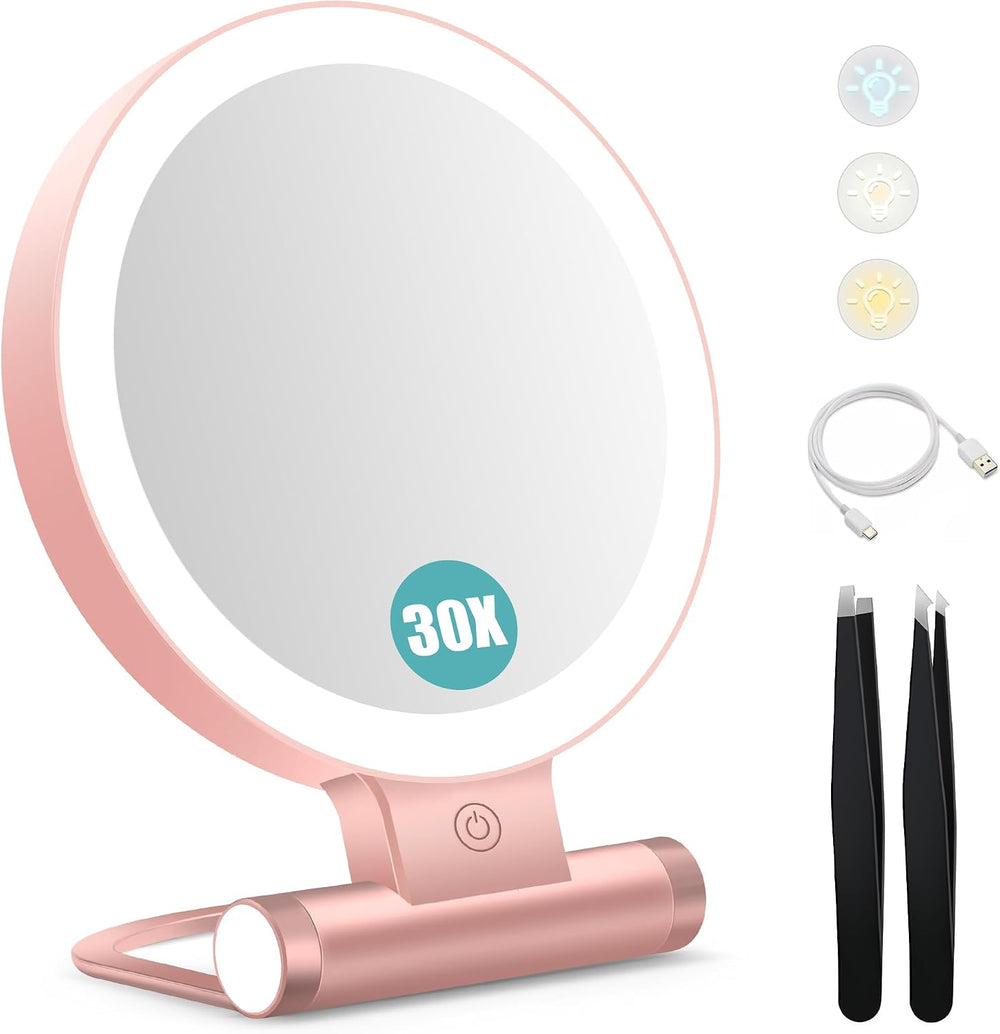 B Beauty Planet Magnifying Mirror with Light 30X, Double-Sided 1X/30X Magnify...