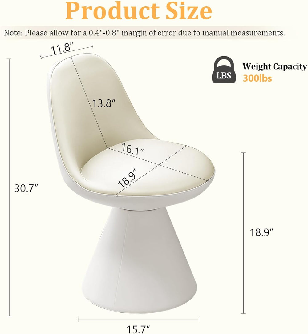 Swivel Vanity Chair, Multifunctional Upholstered Ottoman Foot Stool Leather w...