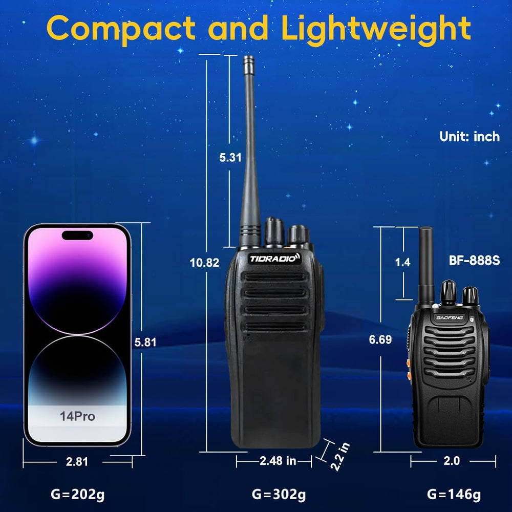 TIDRADIO 10Miles-Heavy Duty Long Range Walkie Talkies-IP67 Waterproof FRS