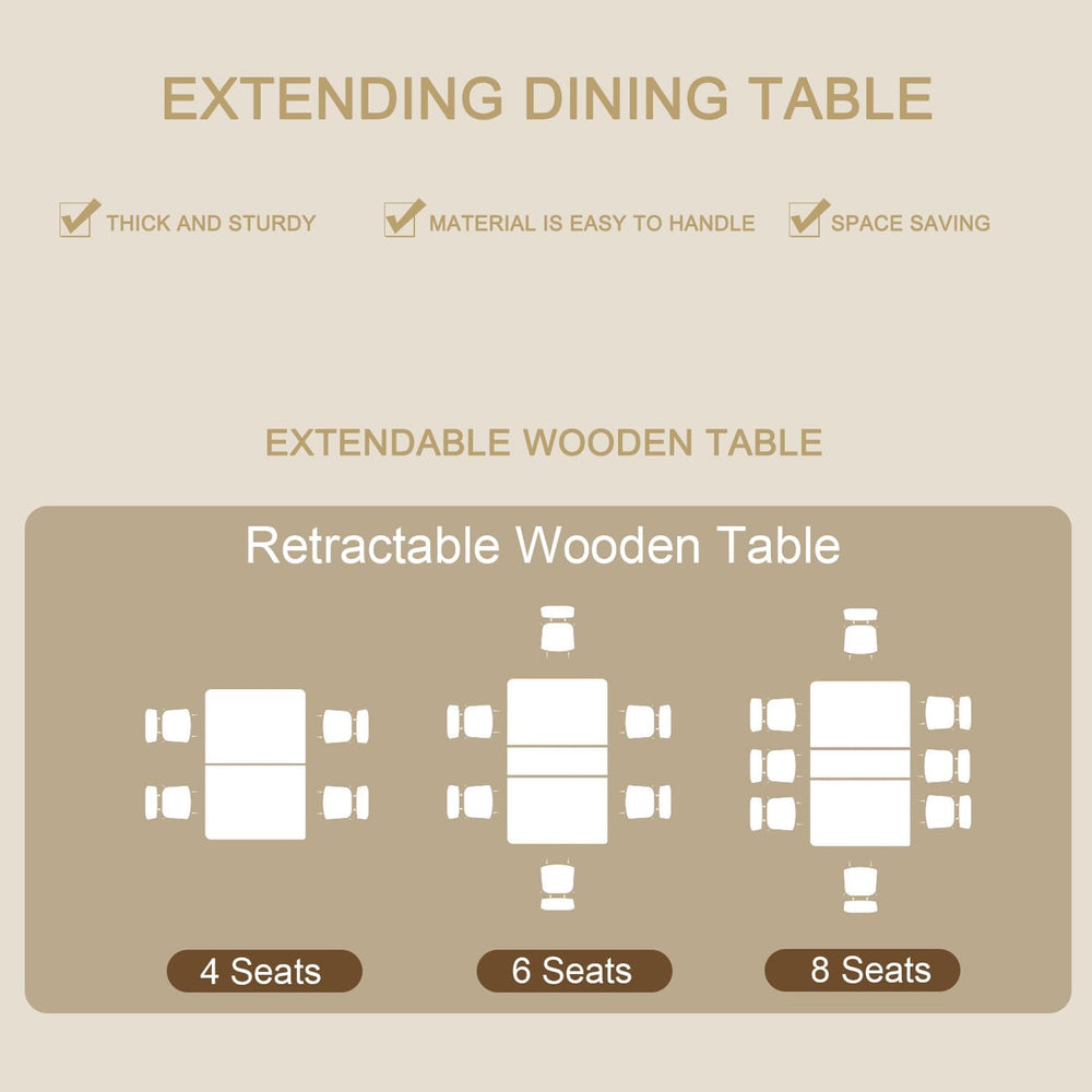 HomVent Extendable Dining Room Table Set for 6, Dining Table Set with Chairs,...
