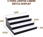 Dollate 4-Tier 16 Inch LED Liquor Bottle Display Shelf, Tabletop Wine Rack, 16 Colors, Adjustable Light for Home Bar, Party, Commercial Use