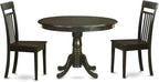 East West Furniture HLCA3-CAP-W 3 Piece Dining Set Contains a Round Dining Room Table with Pedestal and 2 Kitchen Chairs, 42x42 Inch, Cappuccino