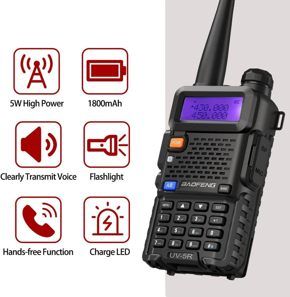 Baofeng UV-5R Radio Ham Radio Handheld UV5R Long Range Dual Band Rechargeable...