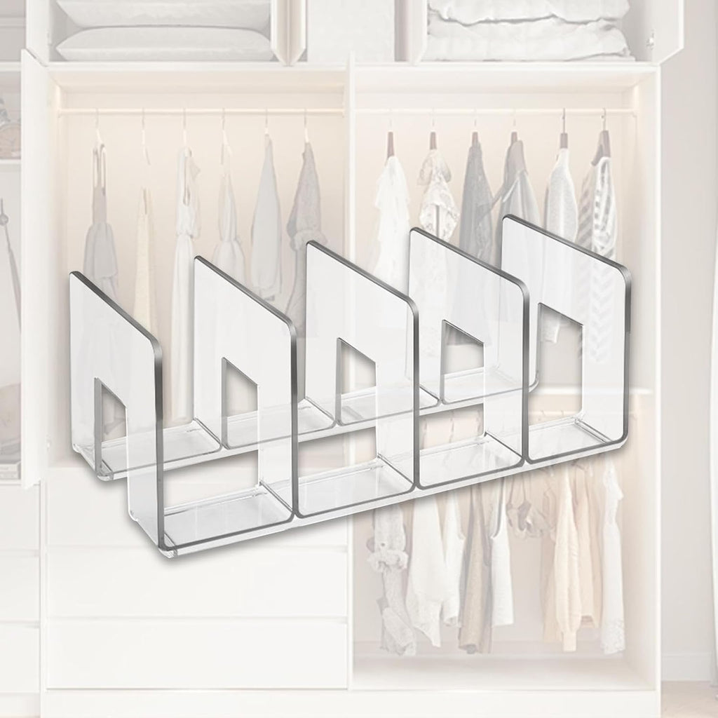 Wardrobe Divider Shelf Purse Organizer for Closet Shelf Dividers Purse Display Stand for Libraries, Clear