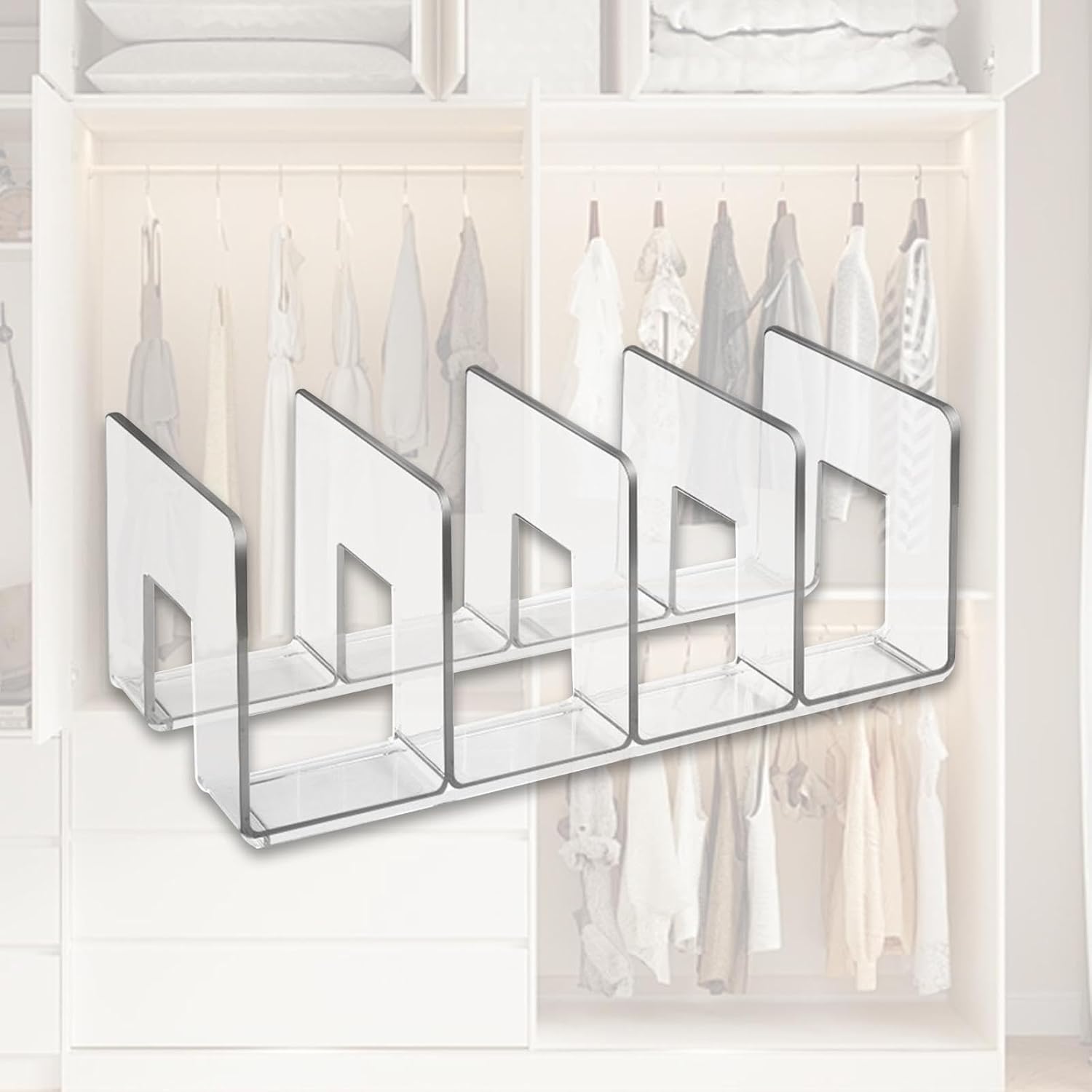 Wardrobe Divider Shelf Purse Organizer for Closet Shelf Dividers Purse Display Stand for Libraries, Clear