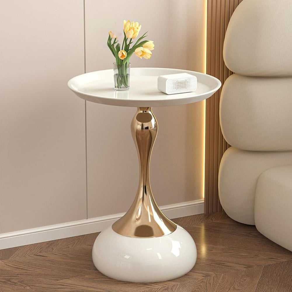 Small Round Side Table, 21.7" H Pedestal Metal End Table for Small Space...