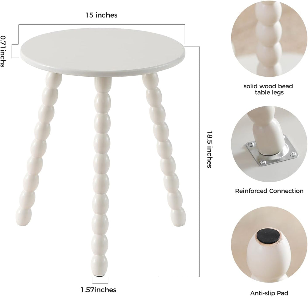 Solid Wood Small Side Table, Round End Table for Small Space, Accent Table Ni...
