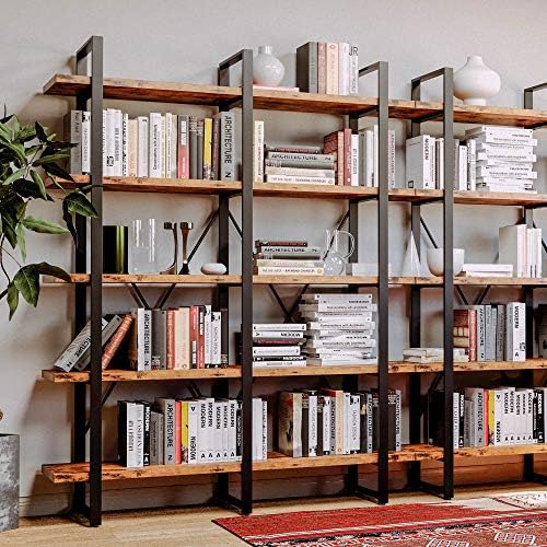 IRONCK Industrial Bookshelf and Bookcase Double Wide 5 Tier, Large Open Shelv...