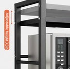 Extendable Microwave Oven Rack, 15.7~24.8" L Expandable Microwave Stand with Storage Shelf Heavy Duty with 6 Hooks and Chopsticks Cutting Board Holder for Kitchen Countertop