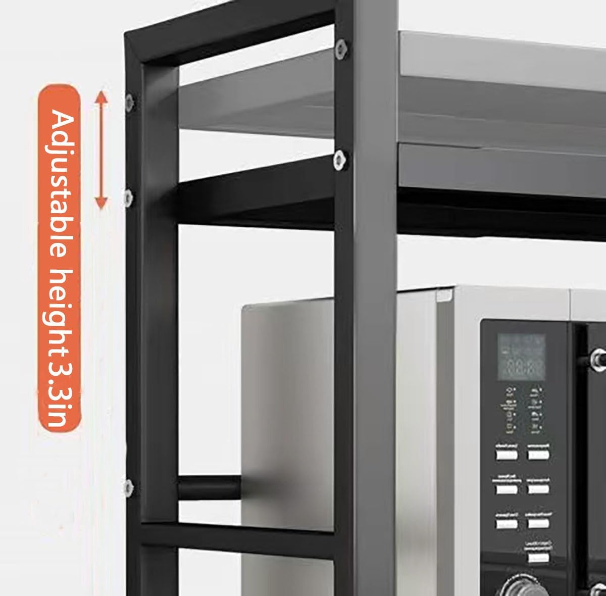 Extendable Microwave Oven Rack, 15.7~24.8" L Expandable Microwave Stand with Storage Shelf Heavy Duty with 6 Hooks and Chopsticks Cutting Board Holder for Kitchen Countertop