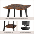 King Oasis 2-Tier Small Side Table for Living Room, End Table with Storage Shelf, Wood & Metal Bedside Table Nightstand for Small Spaces, Sturdy Sofa Side Table for Bedroom, Rustic Brown