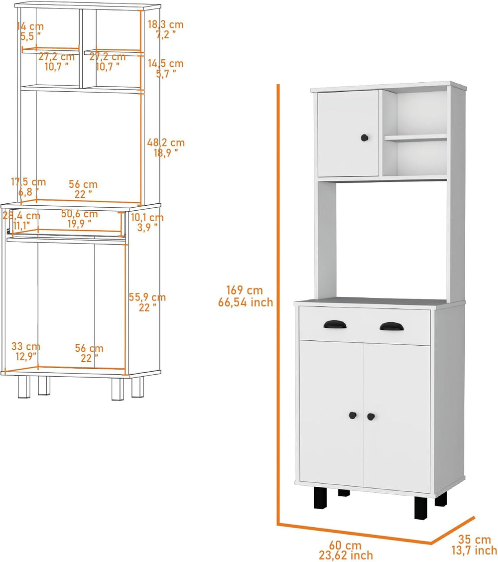 Emily White 1-Drawer Kitchen Pantry