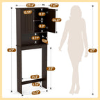 Over The Toilet Storage Cabinet, Behind Toilet Bathroom Organizer with Adjustable Shelves, Above Toilet Organizers with Barn Door, Space Saver for Restroom, Bathroom, Laundry
