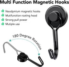 MIKEDE 12 Pack Magnetic Hooks, 40Lbs Heavy Duty Neodymium Magnet Hooks Black Magnetic Swivel Hooks for Hanging, Rust Proof Strong Magnets with Hook Magnetic Metal Hanger for Toolbox, Storage