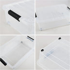 Gloreen 20 Quart Lidded Storage Bins with Wheels, Clear Plastic Under Bed Storage Boxes, 3 Pack