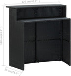 vidaXL Black Patio Bar Table | Modern Design | Weather- | Lightweight & Durable | Poly Rattan Powder-Coated Steel Frame | Dimensions: 47.2"x21.7"x43.3"