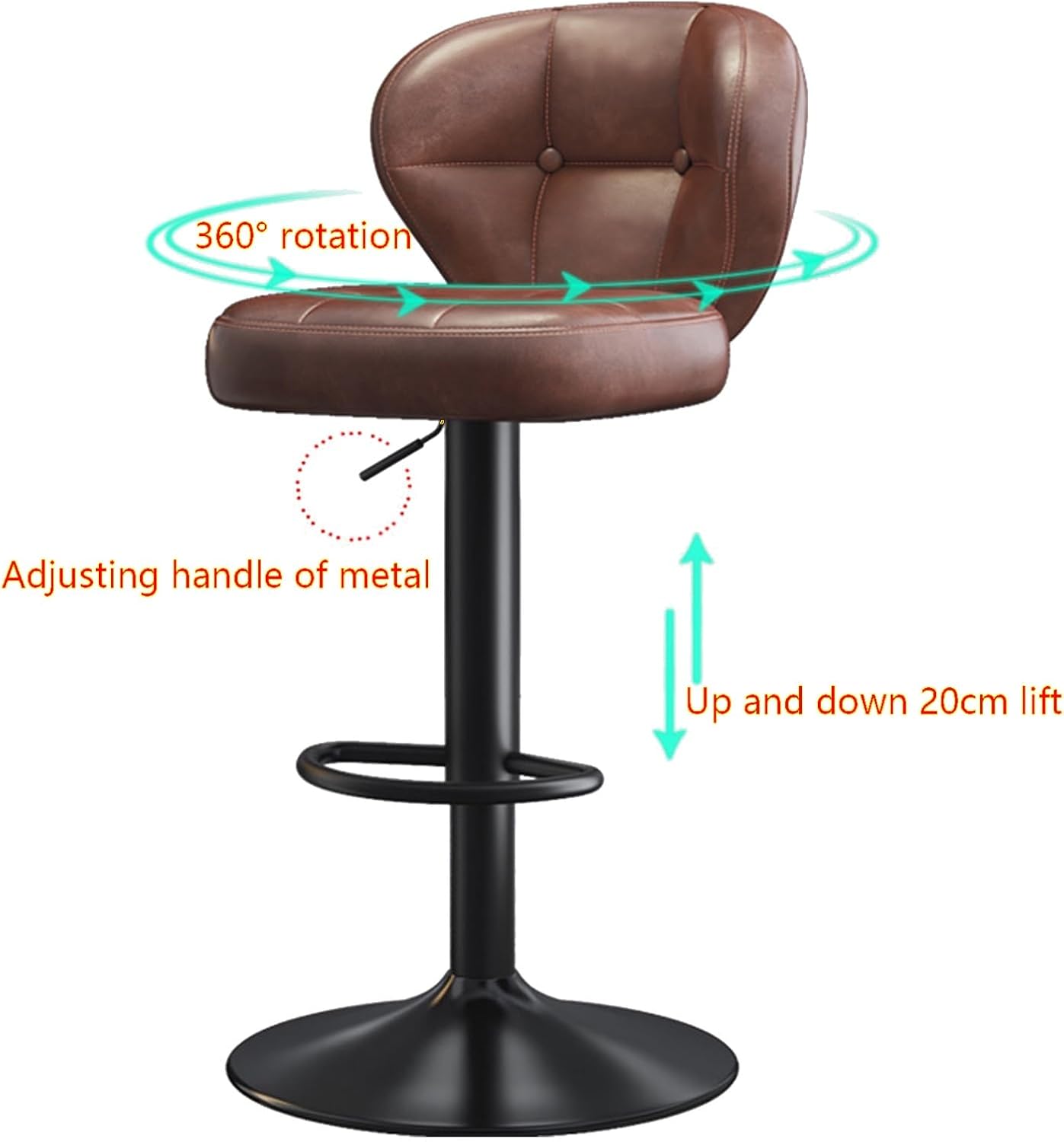 Tall Executive Office Chair, Adjustable Swivel Barstools, Metal Frame Side Chair, with Back Support Upholstered, for Small Spaces Home Bedroom Study(Silver Chassis,Red)