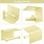 Tindbea Toilet Paper Holder with Phone Shelf, Adhesive or Screw Wall Mount Toilet Tissue Roll Holder, Rustproof & Multifunctional Stainless Steel Bathroom Storage Dispenser (Sunlight Yellow)