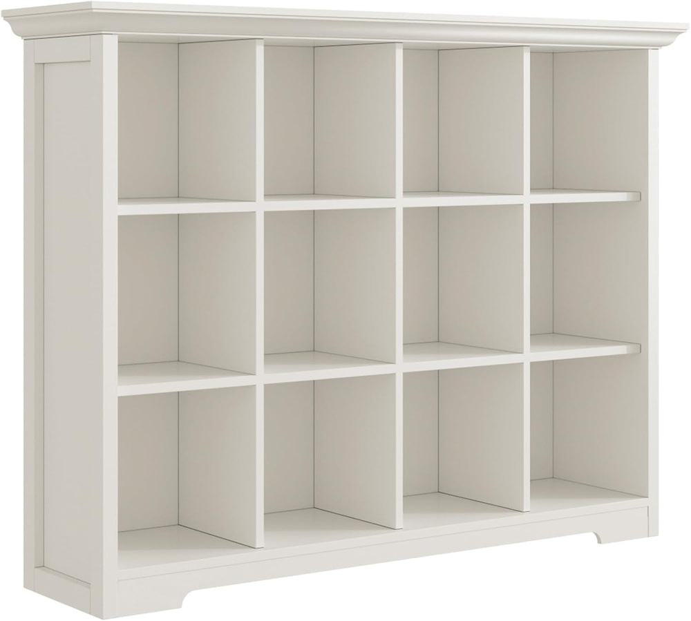 OSCHF 12-Cube Open Bookcase with Base, 3-Tier Wooden Bookshelf, White