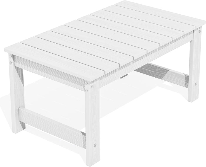 SERWALL HDPE Outdoor Coffee Table with Umbrella Hole, White