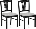 Giantex Wooden Dining Chairs Set of 2, Upholstered Kitchen Chairs with Solid Rubber Wood Frame, Hollowed Backrest & Soft Padded Seat, Armless Dining Chairs for Kitchen, Dining Room, Black & Gray