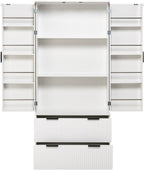 72" Fluted Kitchen Pantry Cabinet, Modern Storage Organizer with 2 Spacious Drawers & 8-Door Spice Racks, Freestanding MDF Cabinet for Kitchen, Bathroom