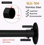 Corner Shower Curtain Rod Adjustable Stainless Steel Diamond Shaped Rack Drill Free Install for Bathroom, Bathtub, Clothing Store (Black Diamond Shaped, Both Sides: 17"-25.6",Middle:20"-26)