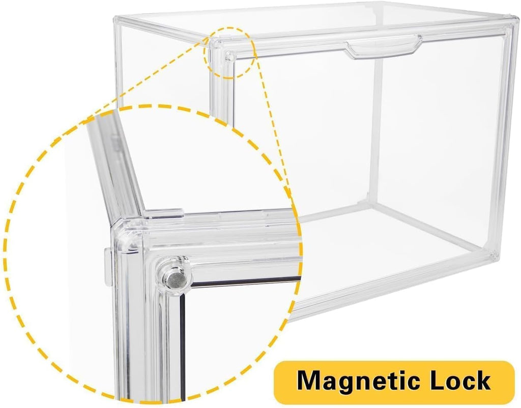 Clear Stackable Plastic Storage Bins with Lid, Dustproof Display Cases, Extra Large Figures Collectibles Showcase, Boot & Shoe Boxes, Helmet Protection Organizer (Clear-XL-1 Pack)