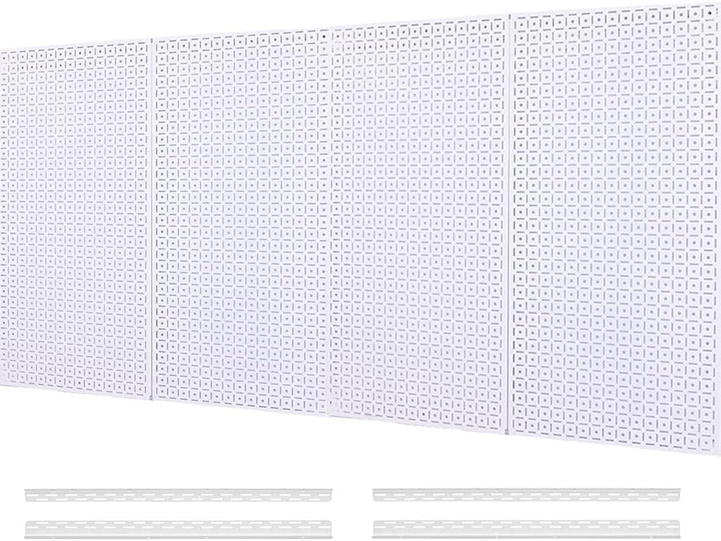OmniWall 16" x 32" Metal Pegboard Panel 4-Pack for Garage & Home Wall Storage Organization System (White)