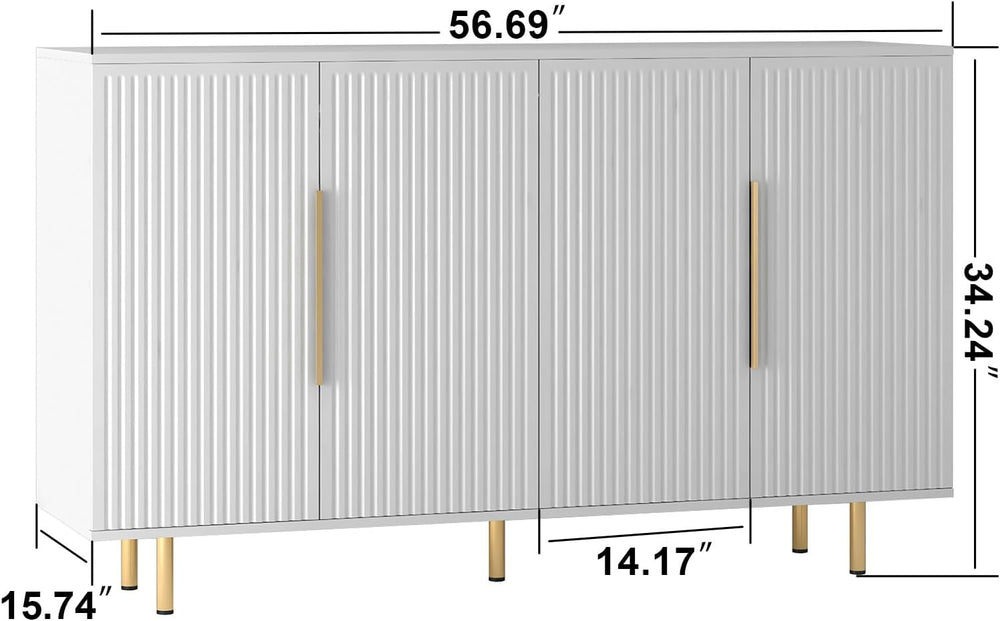Sideboard Cabinet, 56" Large Buffet with Storage, Wood Credenza with 4 F...