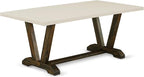 East West Furniture V727MZ716-9 9 Piece Kitchen Table & Chairs Set Includes a Rectangle Dining Room Table with V-Legs and 8 Dark Khaki Linen Fabric Parson Chairs, 40x72 Inch, Multi-Color