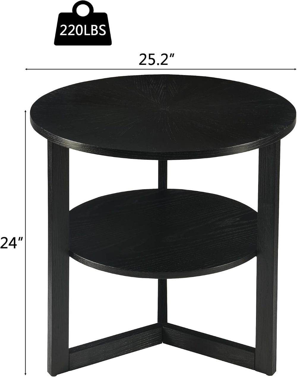 Round End Table, Farmhouse Side Table with Solid Wood Criss-Cross Legs for Sm...