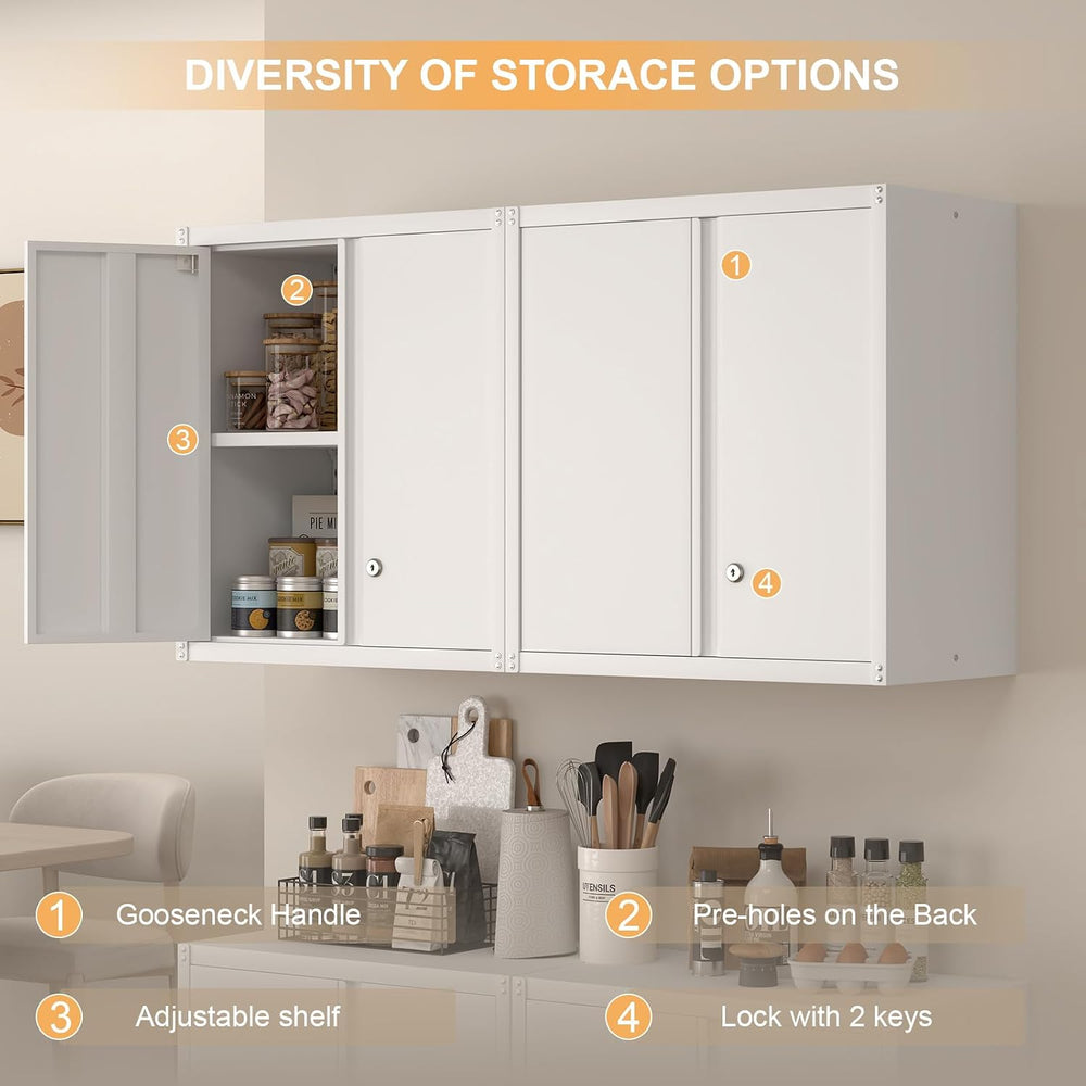 IRONFFICE Wall Cabinet,Metal Wall Cabinet for Garage with Lock,Metal Locking ...